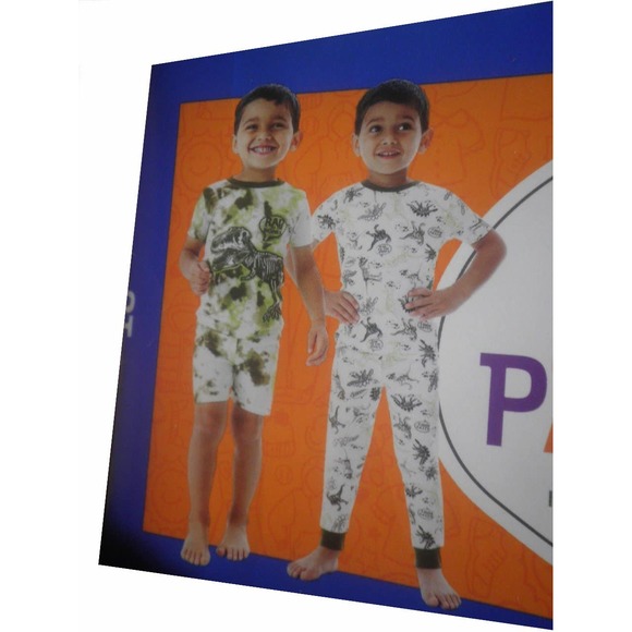 Boys 2T Cotton Short Sleeve 4 Piece Pajama Set 2T Dinosaurs (1) Shorts (1) Pants - Picture 7 of 9